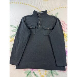 Method Men Charcoal Textured Mock Neck 4 Button Pocket Pullover Sweater Size S